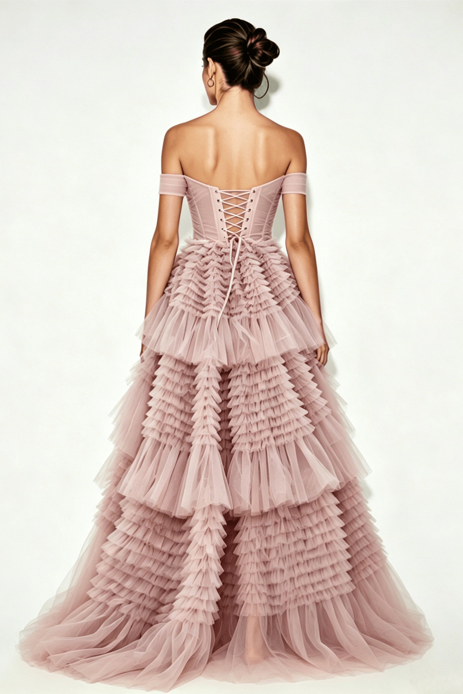 Pink Layered Tulle Prom Dress Secondary image