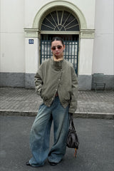 Vintage Blue Washed Whisker Fleece Lined Bootcut Jeans