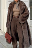 Retro Faux Fox Fur Notched Lapel Long Overcoat