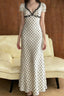 Polka Lace Trim Sleeveless Bodycon Maxi Lace Dress