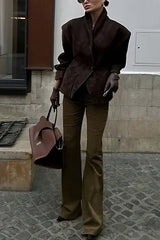 Street Style Belted Button Detail Blazer