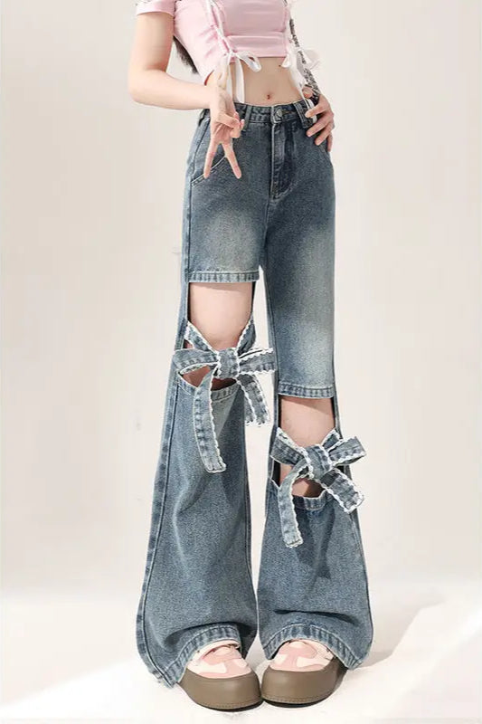 Slim Fit Bow Flare Jeans Secondary image