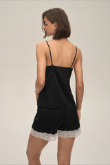 Lace Trim Cami Shorts Pajama Set