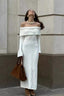 Collared Off-Shoulder  Knit Sweater Dress