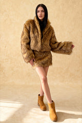 Short Faux Fur Raccoon Fur Warm Jacket Coat