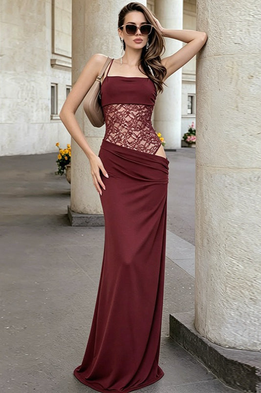 Lace Panel Cami Lace-Up Waist Cutout Lace Dress Secondary image