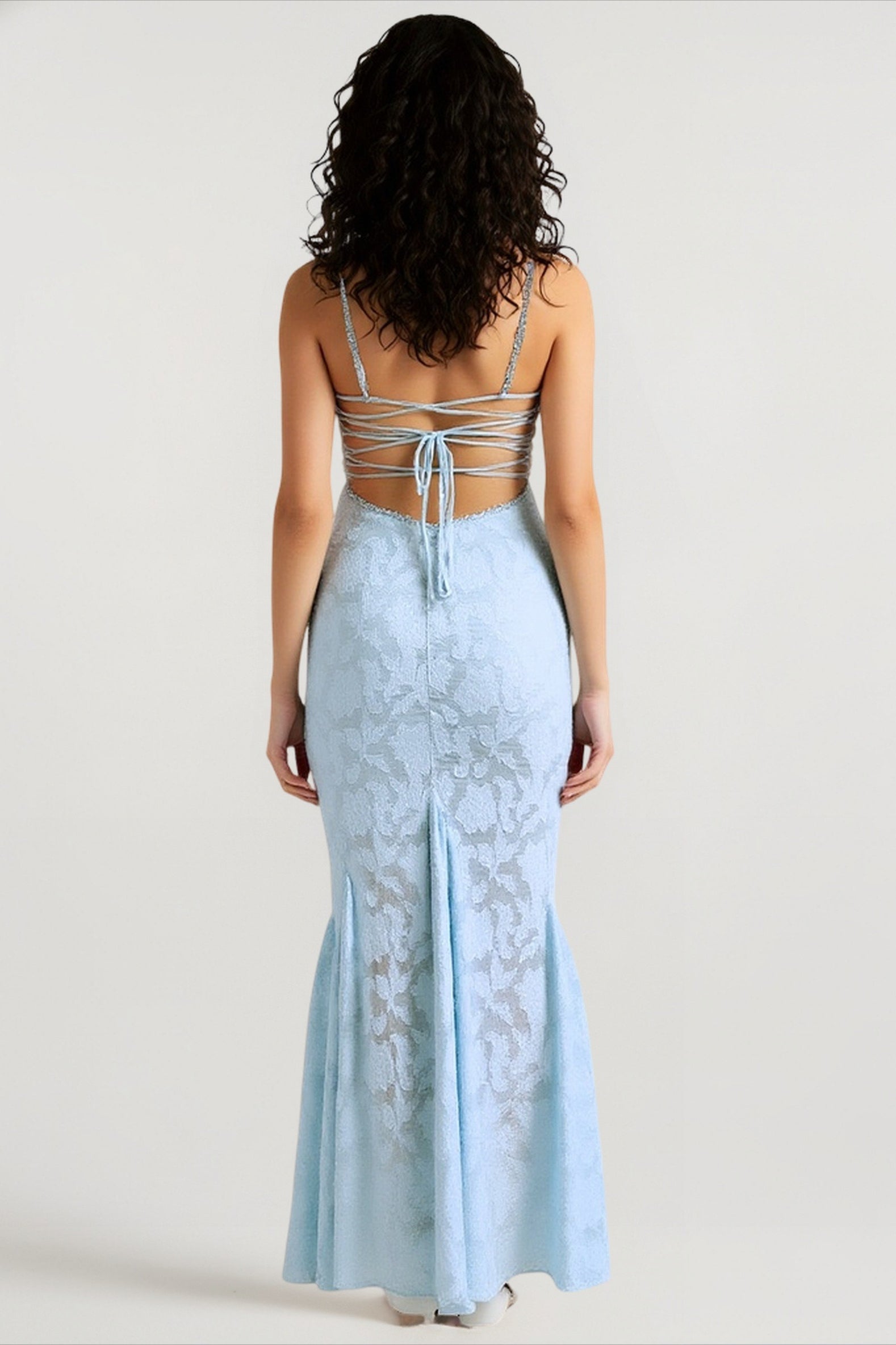 Tie Waist Sling Embroidered Mermaid Lace Dress Secondary image