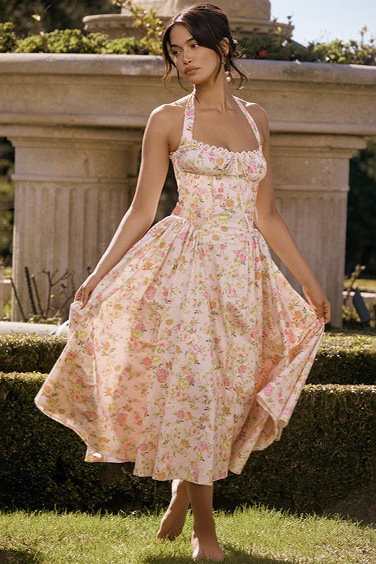 Elegant Strapless Printed Maxi Floral Dress Main image