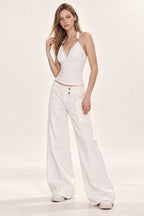 Cashmere V Neck Adjustable Halter Fitted Cami