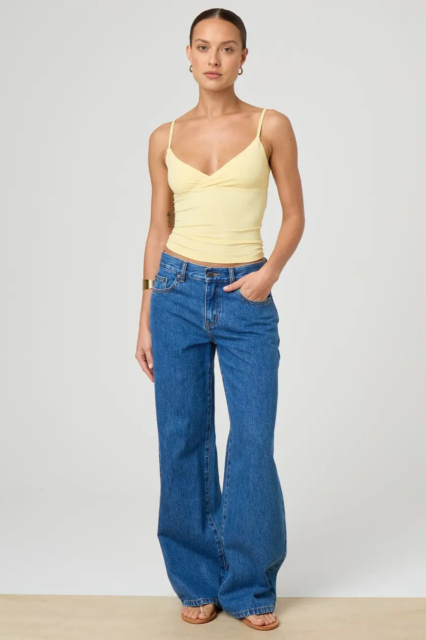 Twist Front V-Neck Cami Fitted Crop Top