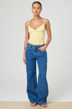 Twist Front V-Neck Cami Fitted Crop Top