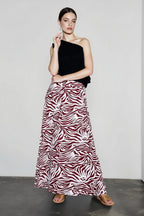 Elegant Zebra Print Umbrella Vacation Skirt