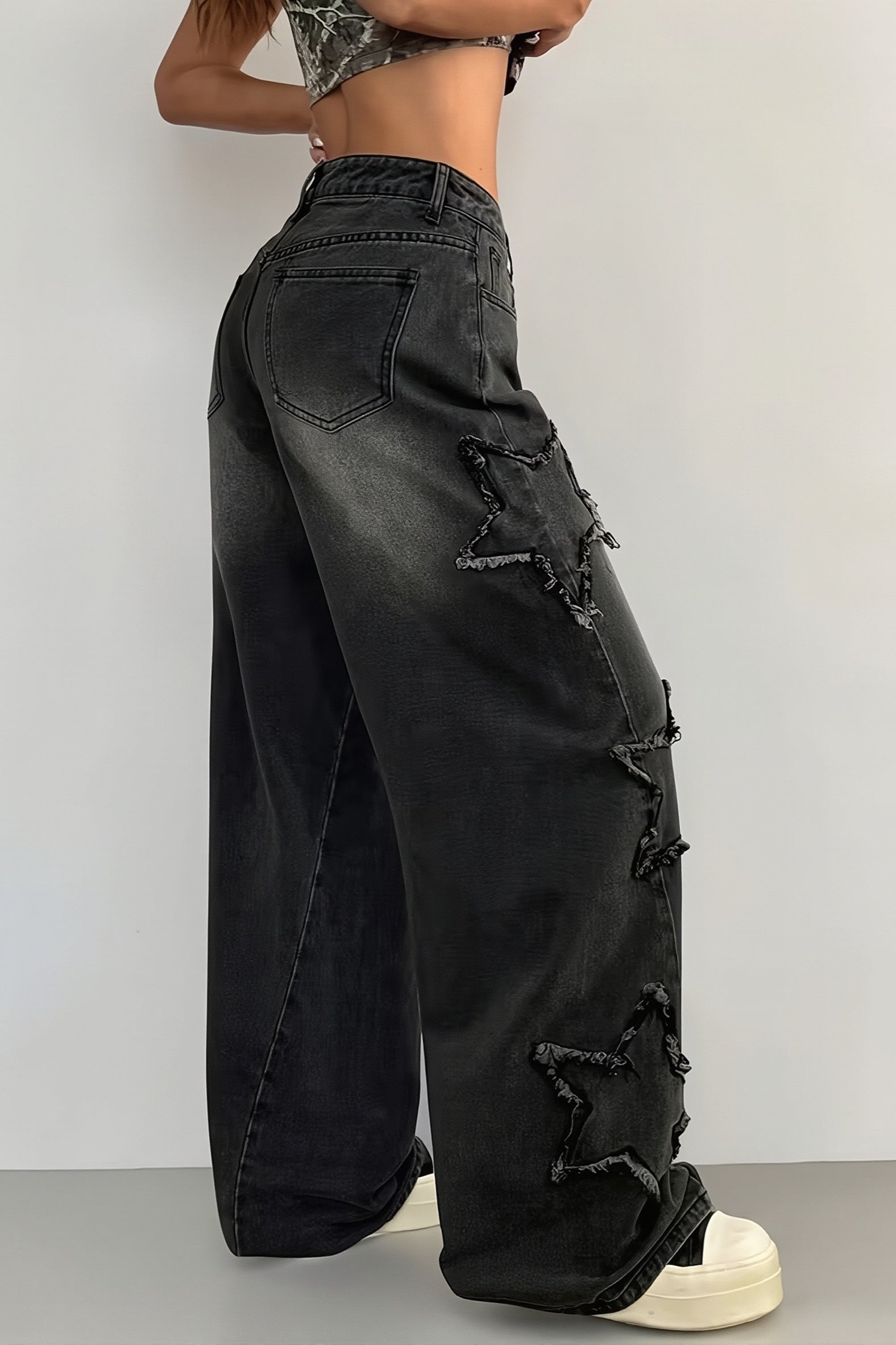 Star Patch High Rise Wide Leg Jeans Secondary image