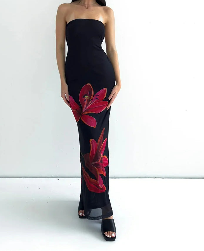 Tube Bodycon Lace-up Floral Dress Secondary image