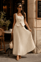 Sleeveless Top Skirt Elegant Two Piece Work Set