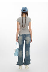 Edgy Crystal Embellished Tee T-Shirt