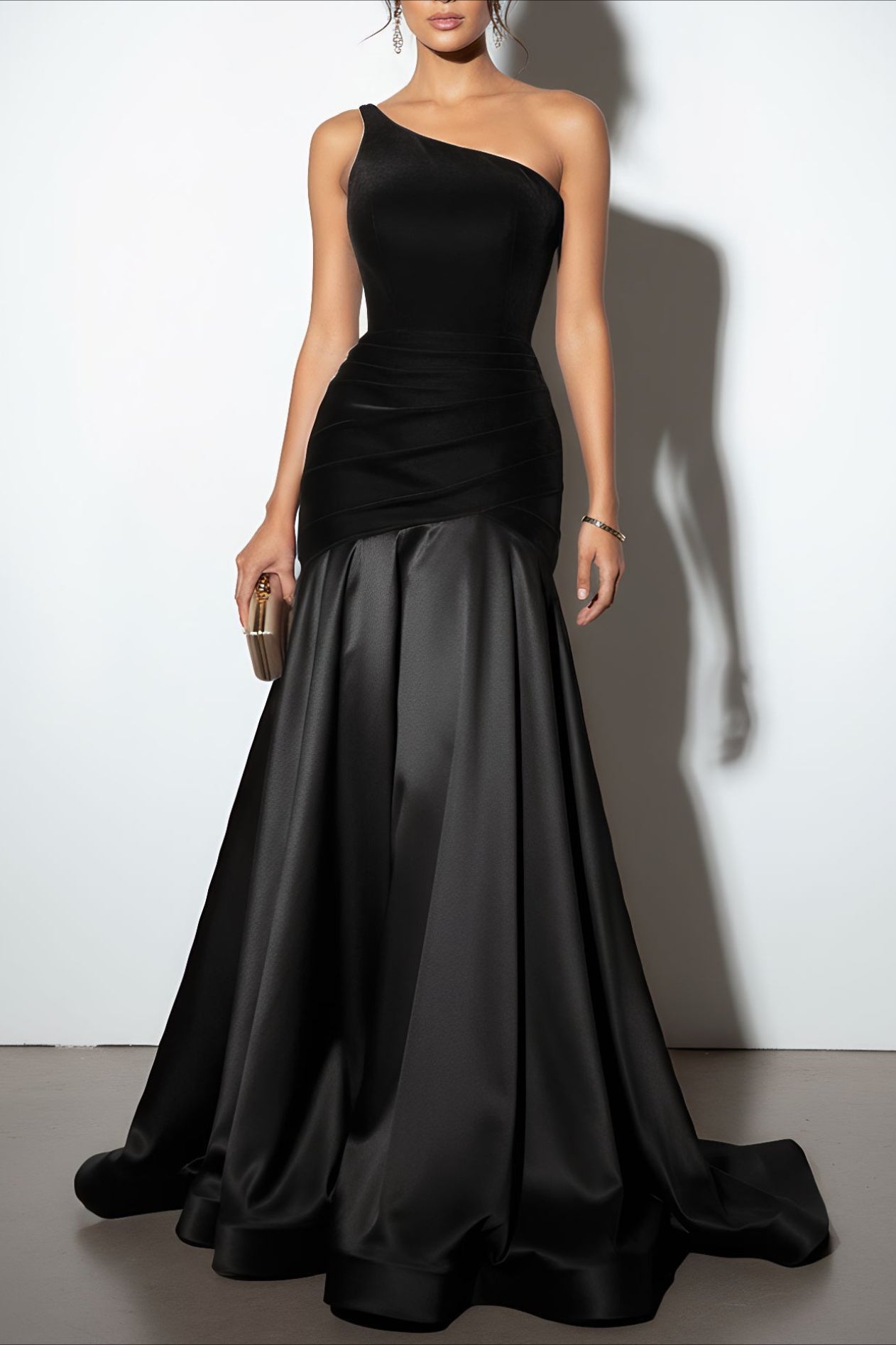 Velvet Panel Off Shoulder A Line Formal Dress Secondary image