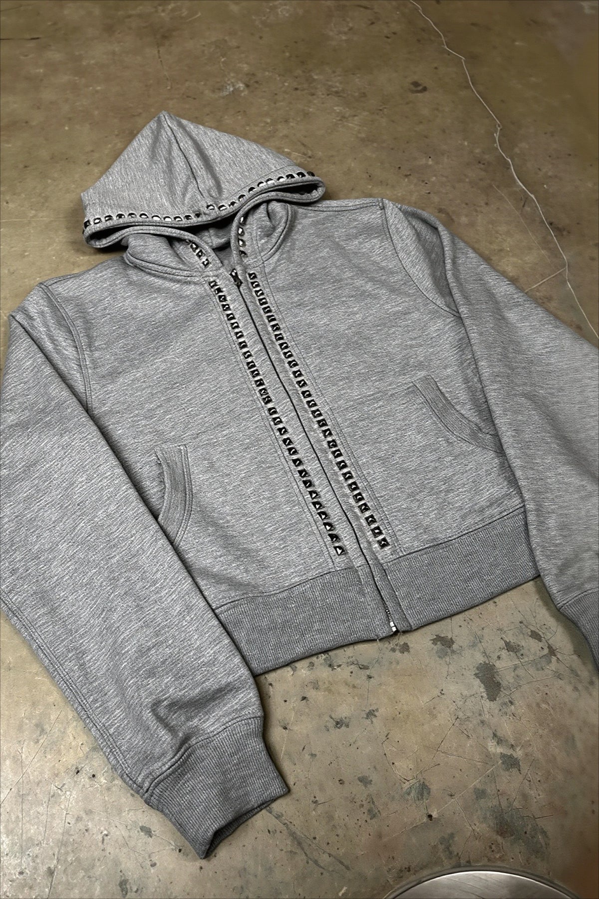 Unisex Studded Zip-Up Street Hoodie Main image
