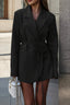 Floral Belt Detail Double Breasted Longline Tailored Coat