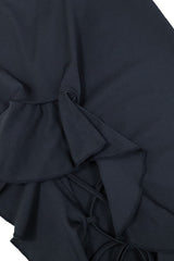 Black Ruffle Trim Slit Bodycon Skirt