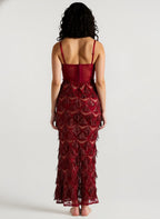 Elegant Spaghetti Strap A-Line Bodycon Maxi Sequin Dress
