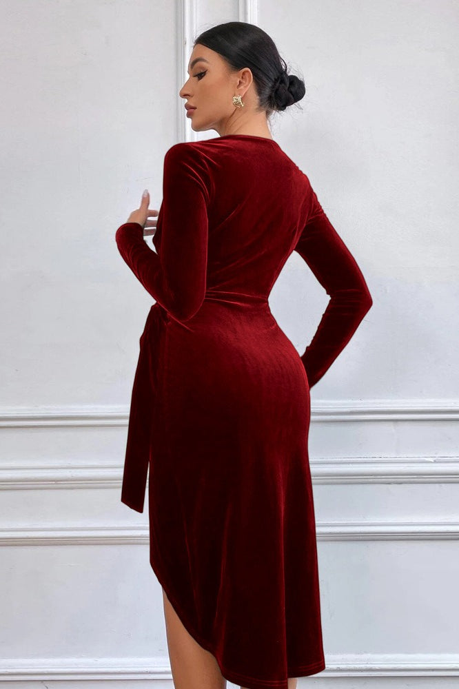 V Neck Bodycon Asymmetrical Cocktail Dress Secondary image