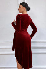 Sexy V Neck Bodycon Asymmetrical Cocktail Dress