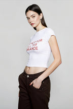 Contrast Letter Print Cropped T-shirts