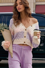 Colorblock V Neck Knit Sweater