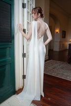 One Shoulder Cape Satin Split Maxi Dress