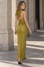 Carleigh Ruche Maxi Charming Dress With Headscarf