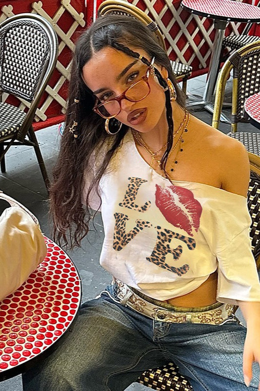Edgy Graphic Off Shoulder T-Shirt Main image