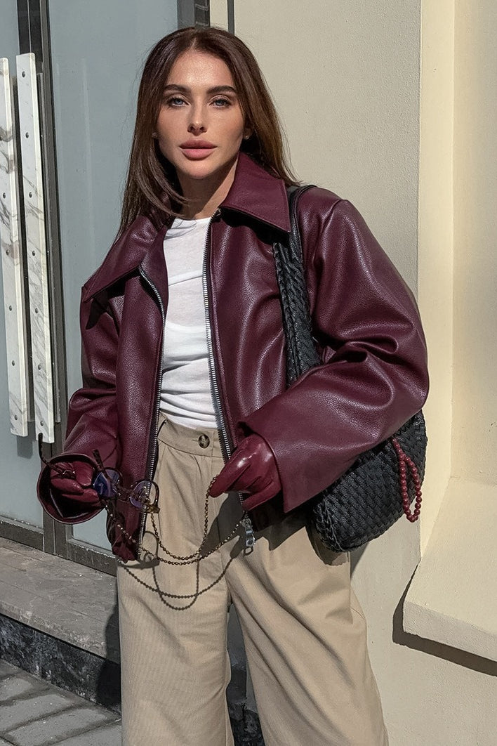 Oversized Moto Leather Jacket Secondary image