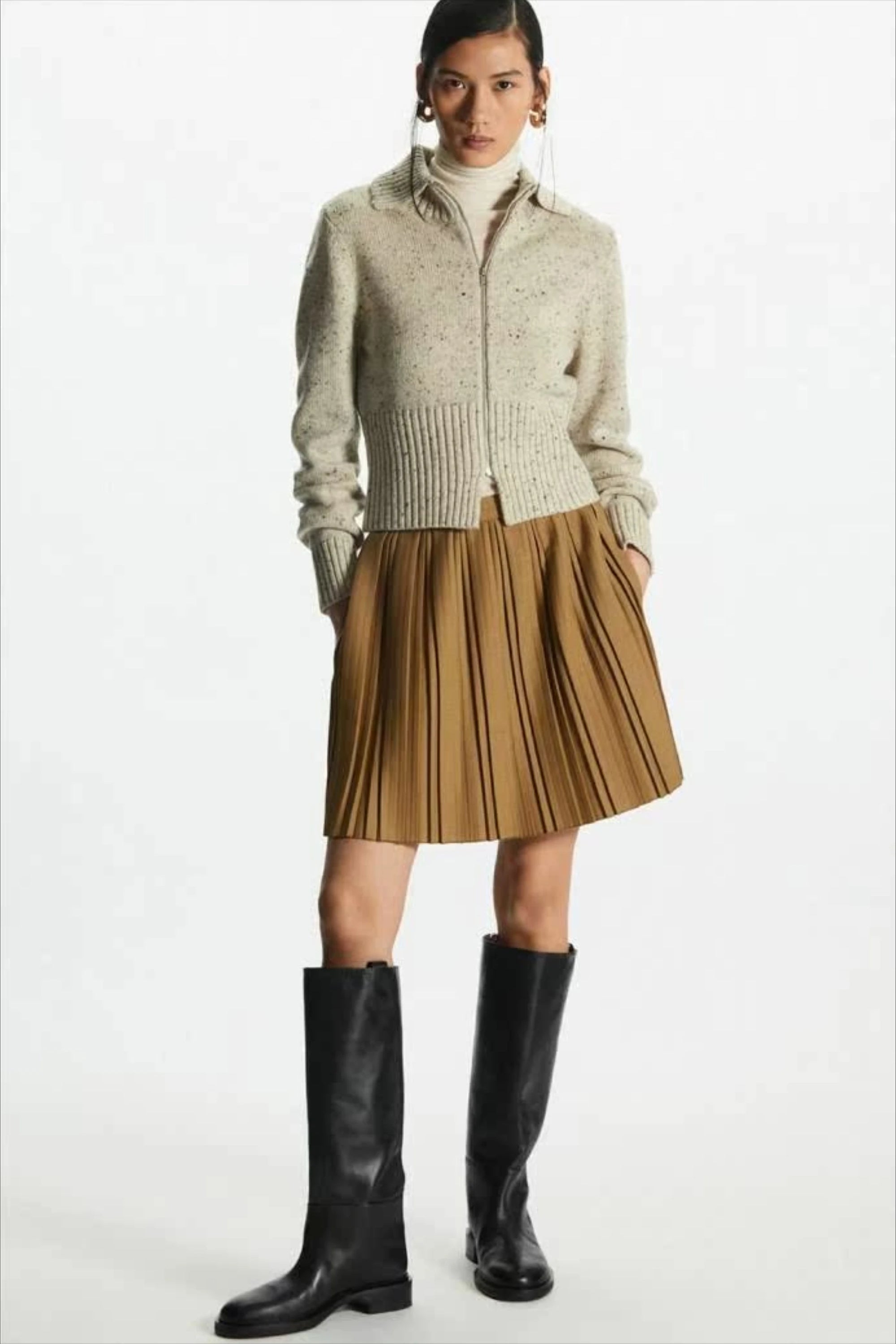 Wool Blend Short Open-Neck Cardigan Secondary image