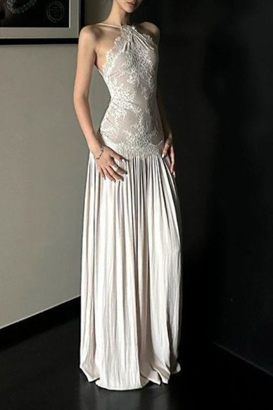 Spice Girl Lace Insert Backless Slip Prom Dress Main image