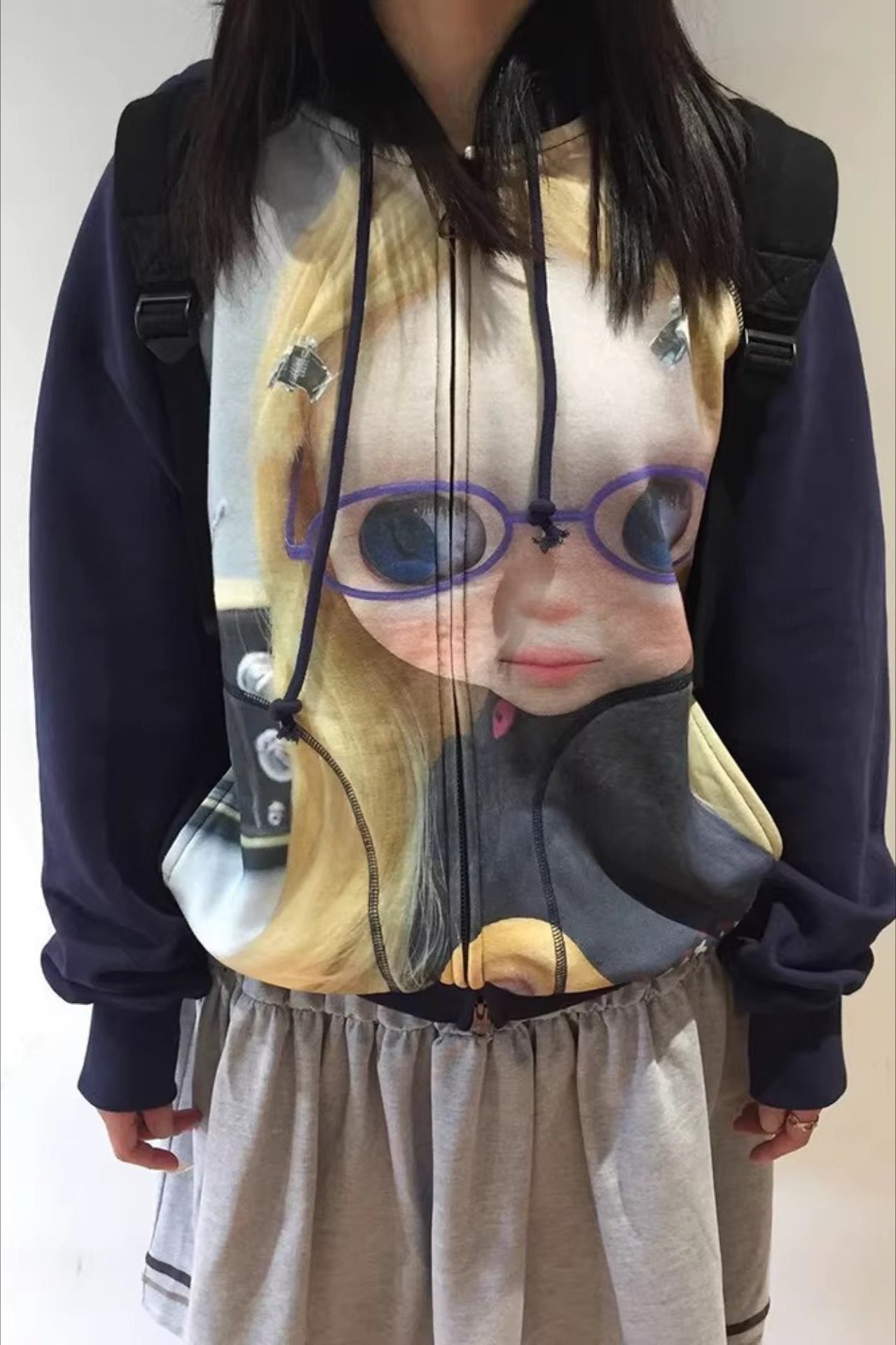 Whimsical Digital Print Zip Hoodie Main image