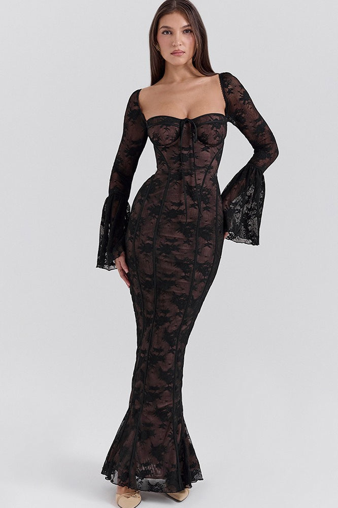 Strapless Lace Flared Backless Bodycon Maxi Lace Dress Secondary image