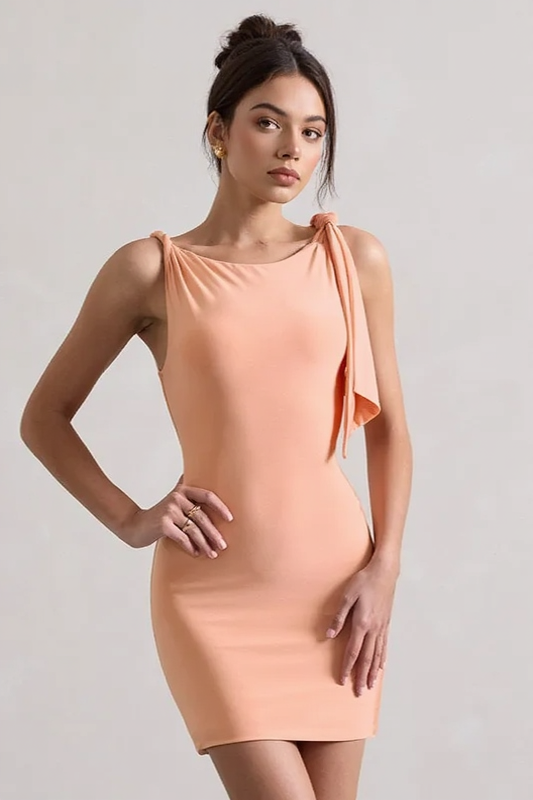 Solid Bodycon Twist Mini Party Dress Secondary image