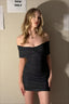 Shimmer Off Shoulder Ruched Bodycon Mini Dress