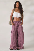 Drawstring Cargo Wide Leg Pants