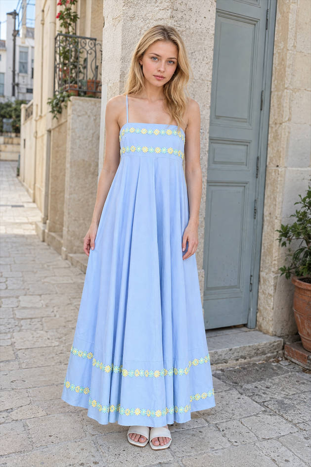 3D Flower Loose A-Line Maxi Dress