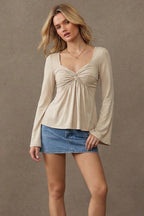 V Neck Slim Fit Long Sleeve Tee