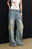 Washed Patchwork Distressed Wide Leg Streetwear Jeans