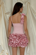 3D Ruffle Tutu Contrast V Neck Mini Slip Dress
