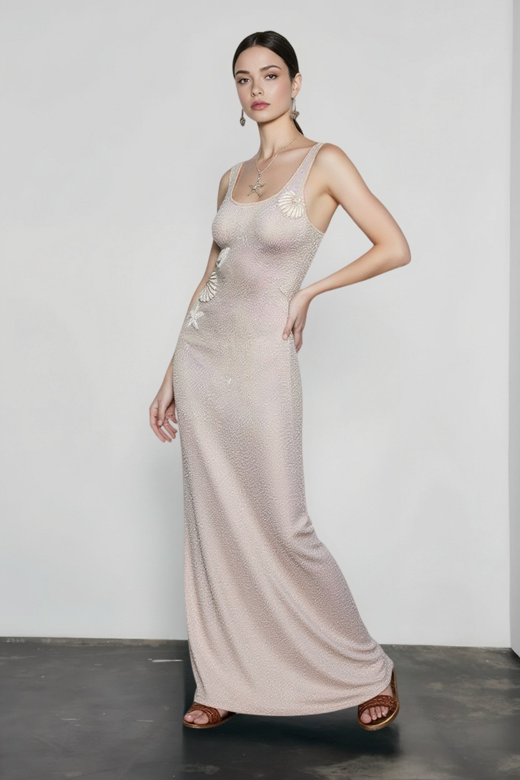 Crew Neck Sleeveless Knit Bodycon Maxi Vacation Dress Secondary image