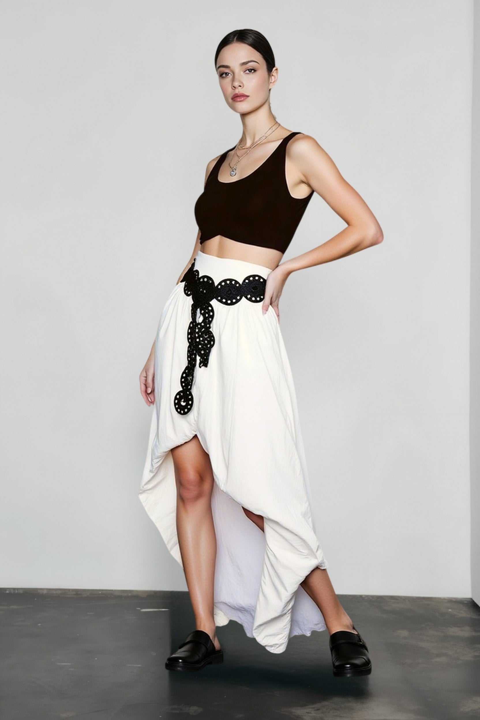 Cotton Tulip Hem Asymmetric Skirt Main image