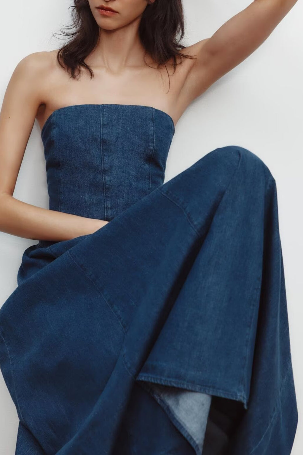 Strapless A-Line Denim Dress Secondary image