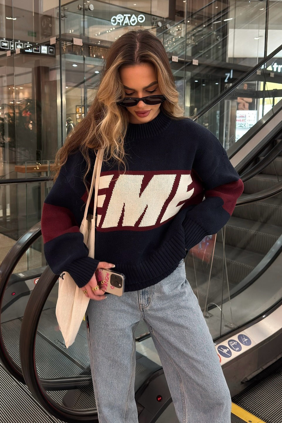 Oversized Letter Print Sweater Main image