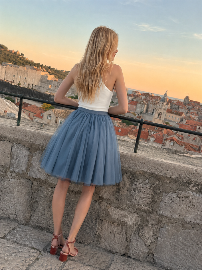 Adult High Waist Tulle Puff Mini Skirt