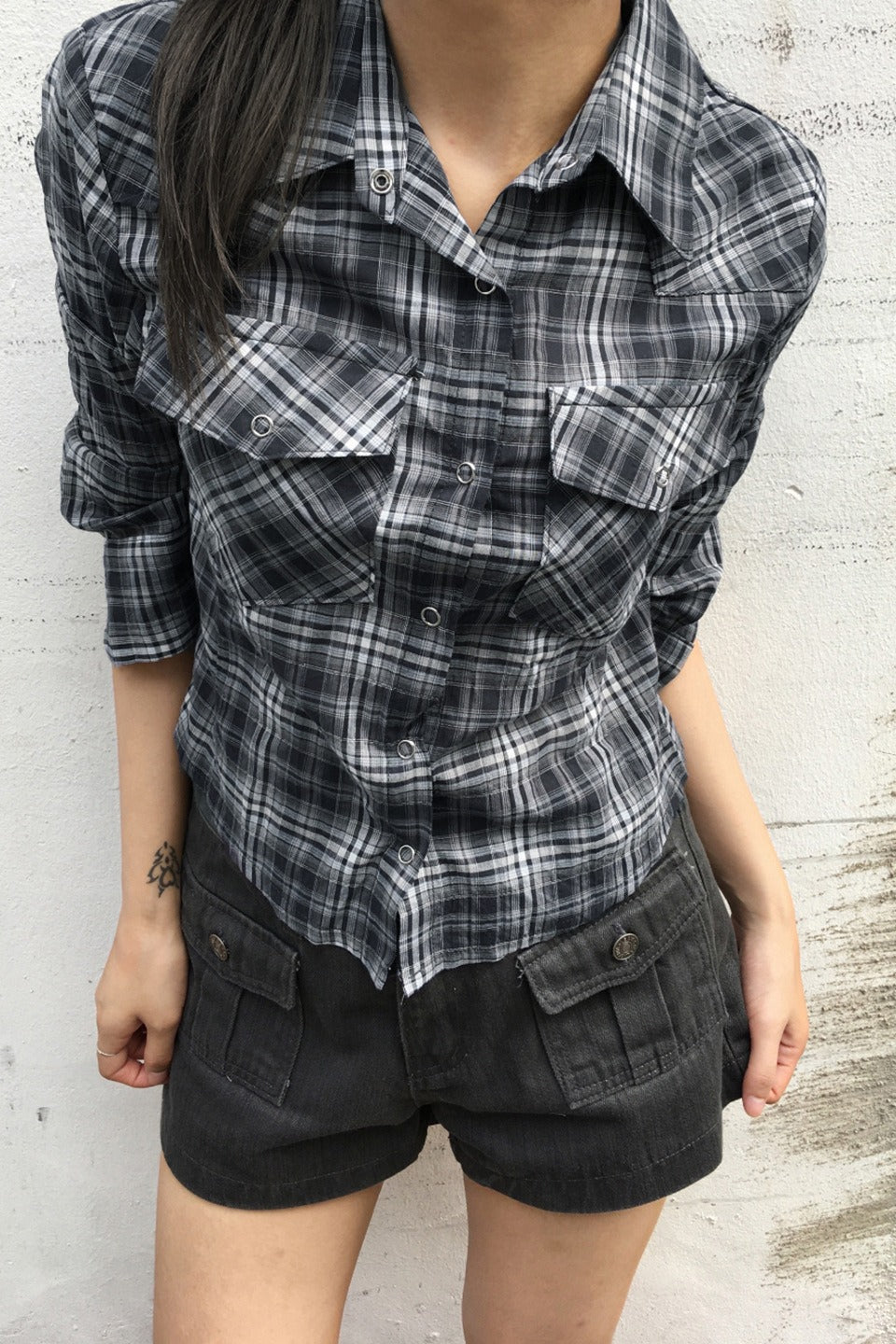 Retro Utility Checkered Blouse Main image
